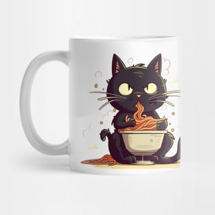 cat eating spaghetti Mug